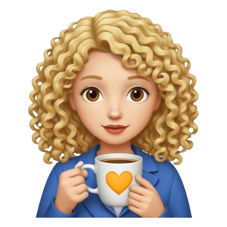 curly blonde woman drink coffe sticker
