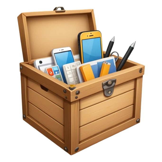 Box full of desktop material  sticker