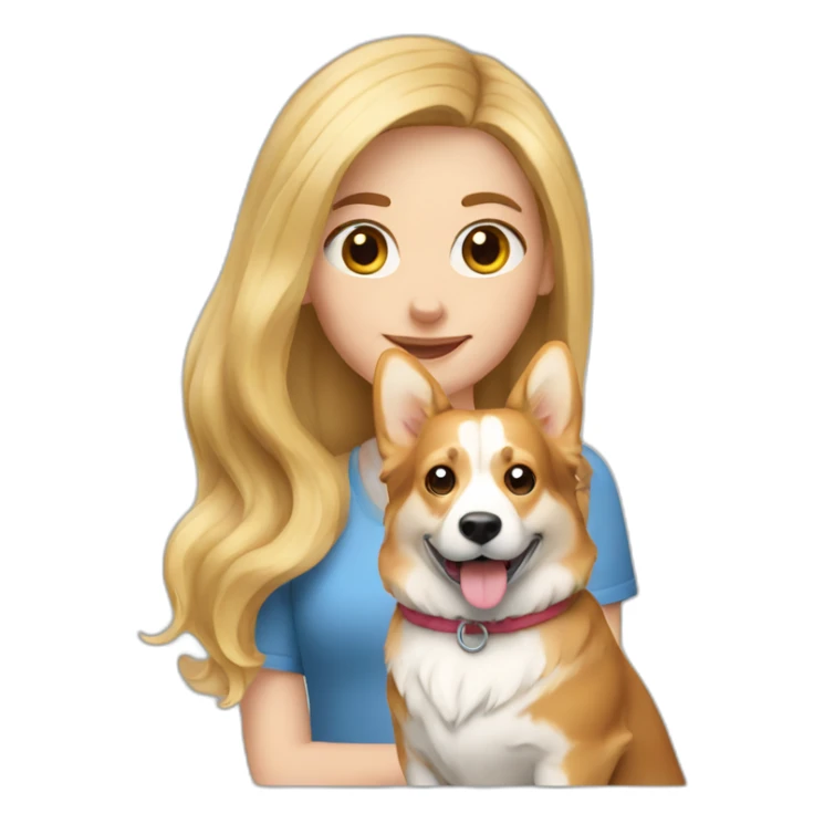 A long hair blond girl with a corgi sticker