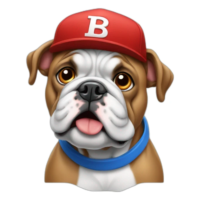 Blue bulldog with red cap sticker
