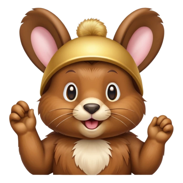 Beaver with bunny ears happy hold up gold point high sticker