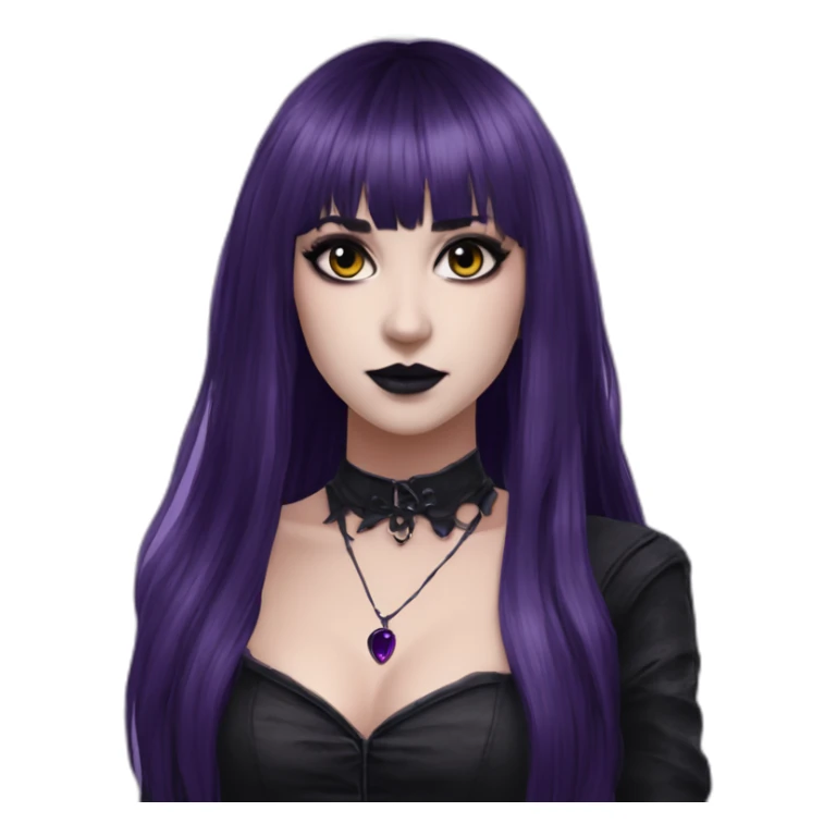 Elissabat-with-bangs-long-hair-dark-purple-and-black-vampire-goth-makeup-pinkeyes-romanticgothcloses- sticker