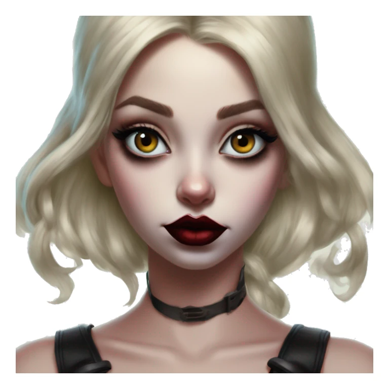 Fairy Jasmine in Harley Quinn style, oil paint, mysterious eyes, intricate lips, masterpiece portrait, odd perspective, beautiful, desirable, logical sticker