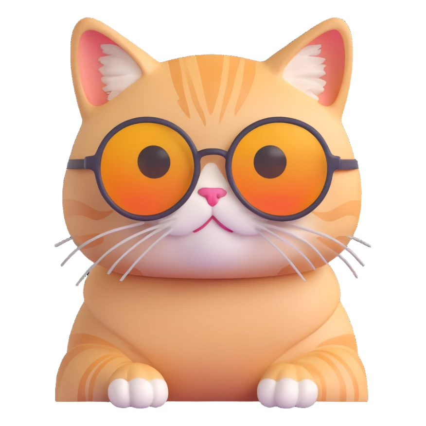 cute cat wearing round sunglasses, relaxed vibe sticker