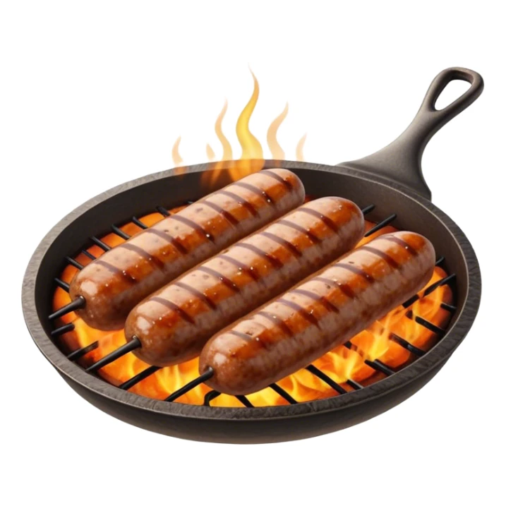 Cinematic Realistic Cevapi Dish Emoji, depicted as small, grilled minced meat sausages with a charred exterior rendered with lifelike textures and warm, savory lighting. sticker