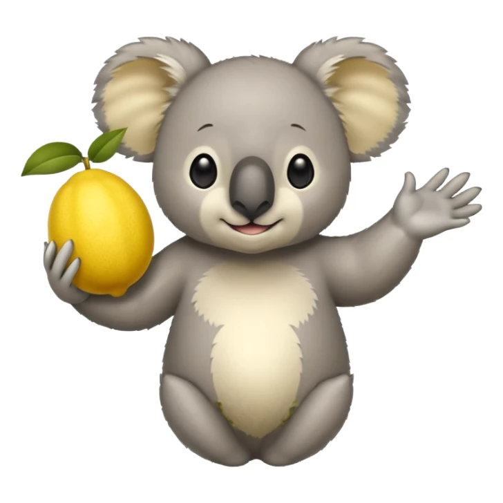 Koala holding up one big lemon in one hand sticker