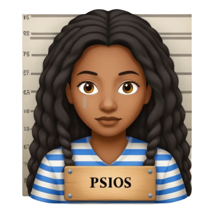 prisoner long haired black woman mug shot sticker