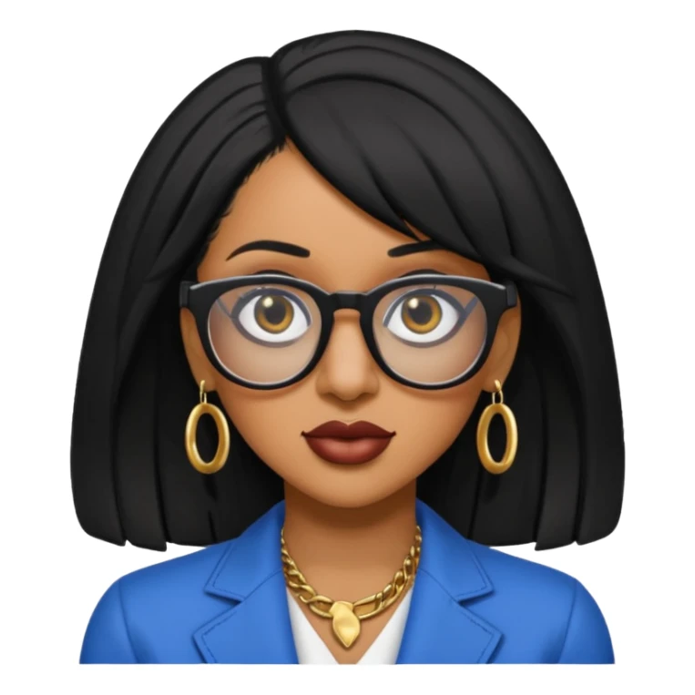 rapper Cardi B black hair wear glasses sticker