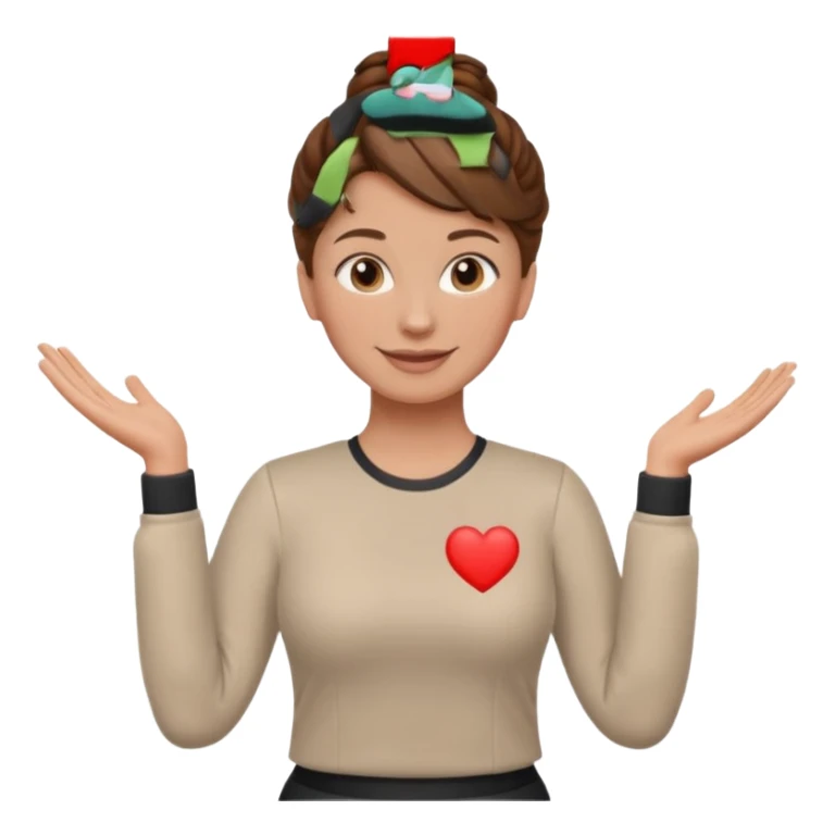 happy teacher standing up brown hair updo, CPR long sleeve top sticker