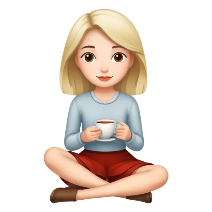 Dziewczyna siedziąca z herbatą z nogą na nogę  sticker