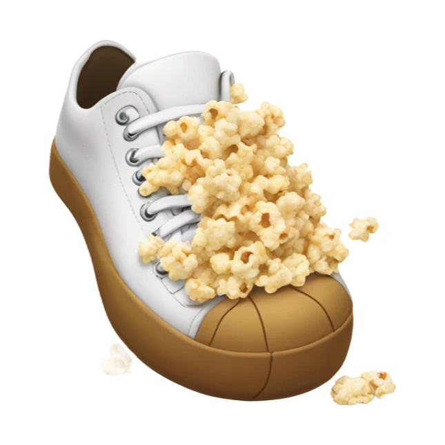 popcorn in white shoe sticker