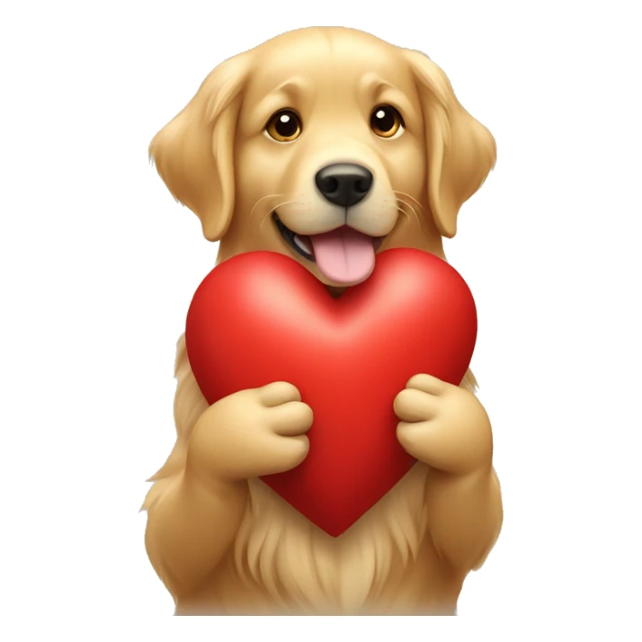 Golden Retriever holding a red heart with his paws  sticker