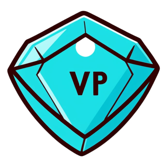 sparkling diamond next to a VIP badge sticker