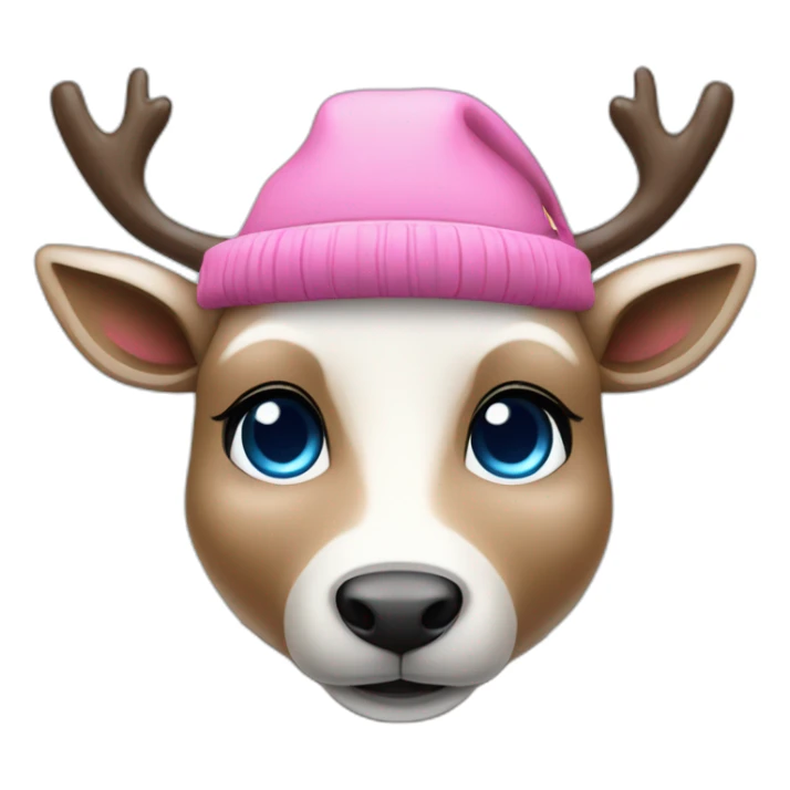 humanoid-reindeer-with-blue-nose-pink-hat-chibi sticker