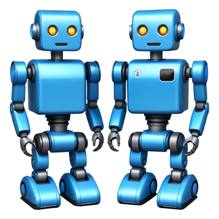 create a realistic emoji showing logistic robots and KI sticker