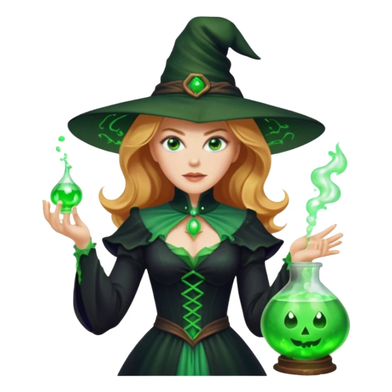 Nicole Kidman making green glowing potion in witch costume sticker