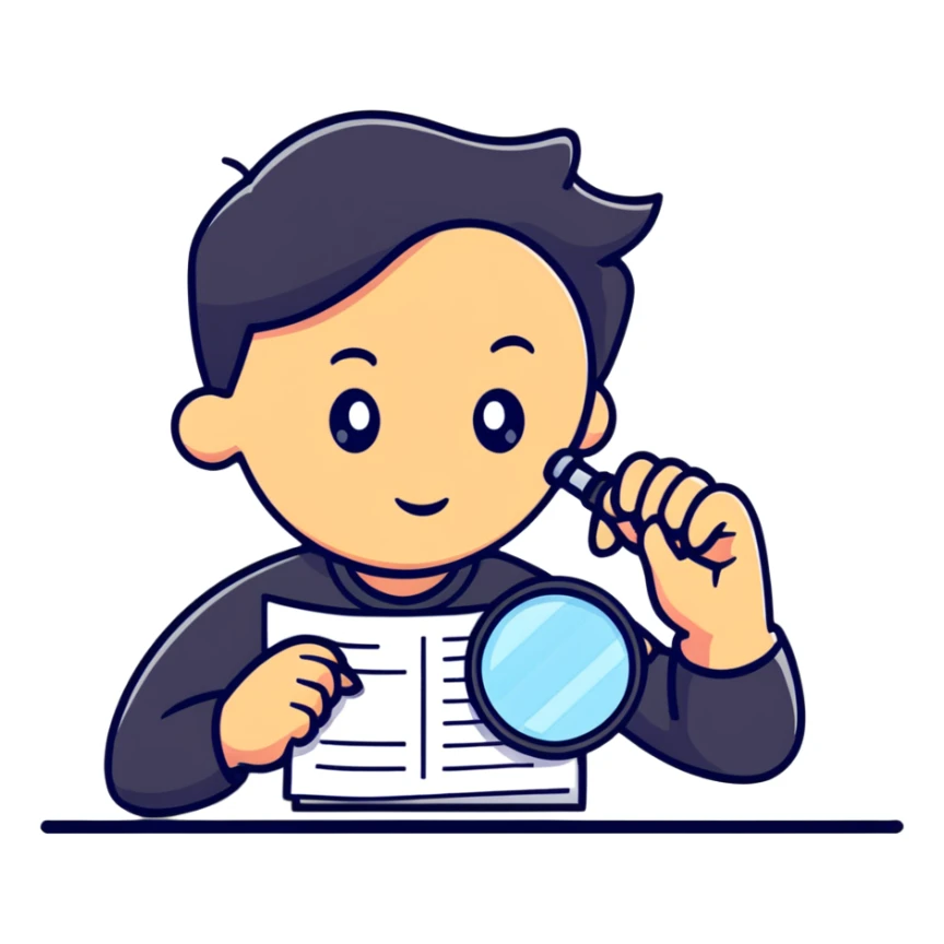 business research with magnifying glass and report sticker