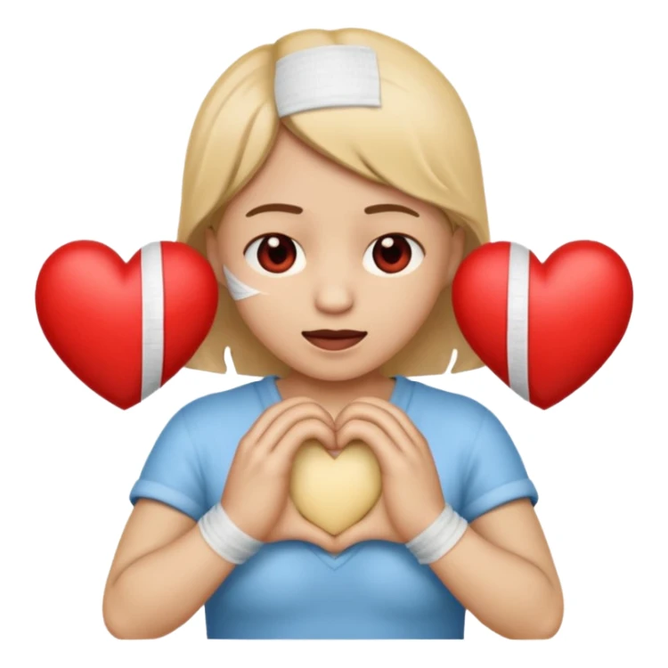 crea un emoji con esos 3 en conjunto ❤️‍🩹😩🫶🏼 sticker