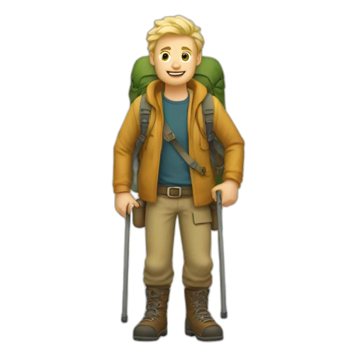 a beardless blond white hiker with his full body sticker