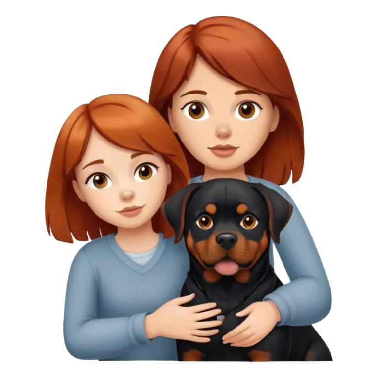 auburn haired girl with rottweiler dog sticker