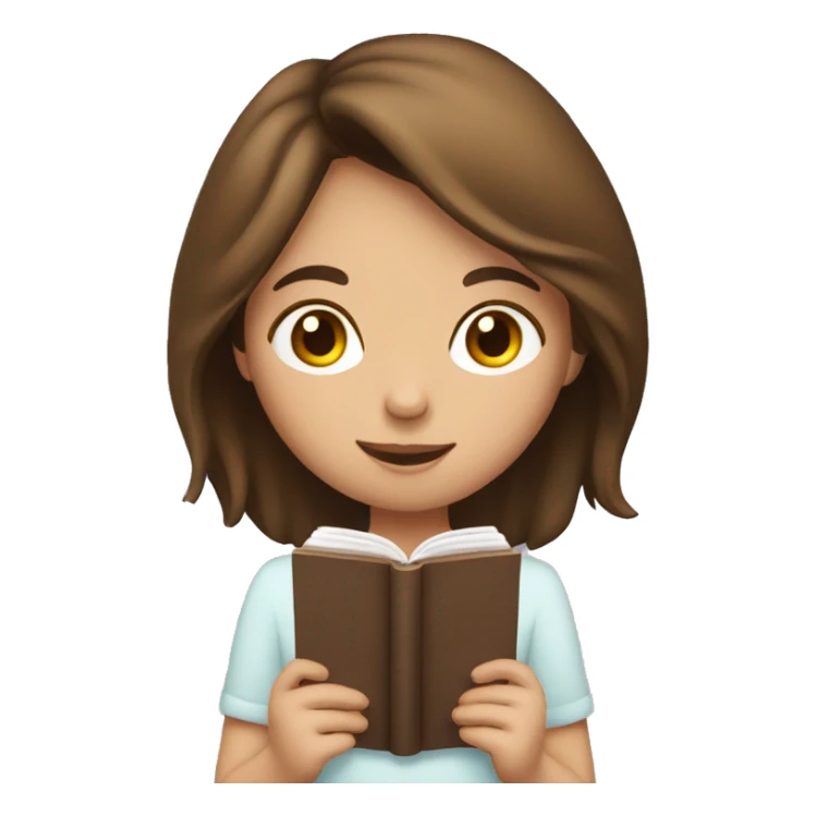 A girl with brown hair is reading a book. sticker