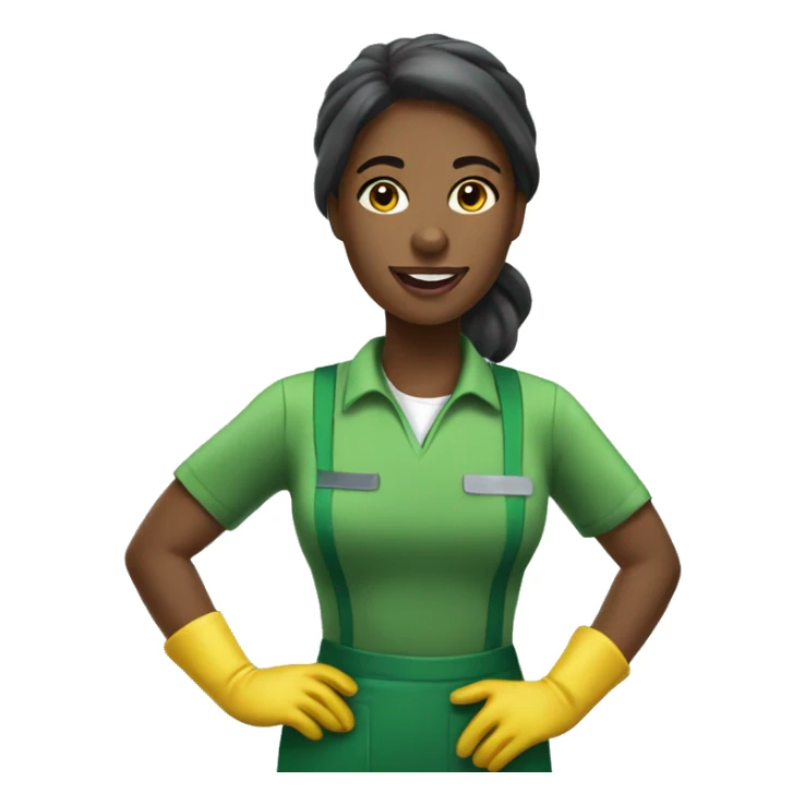 nice black woman  cleaning company, cleaing in green uniform sticker