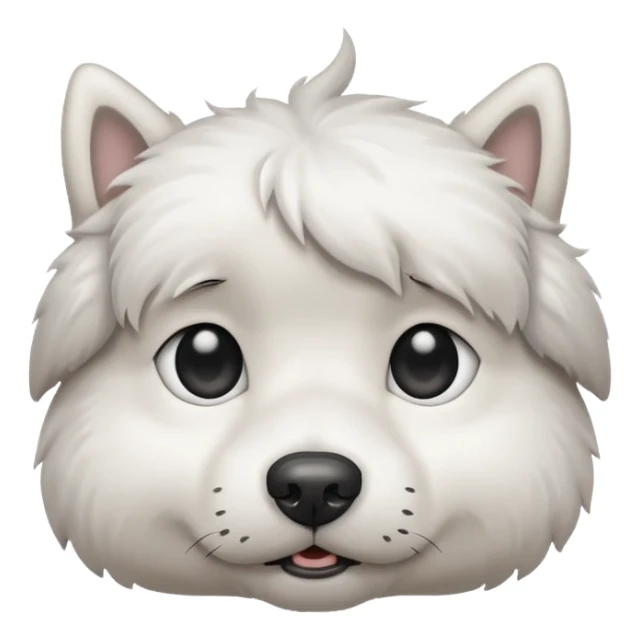 a white dog with a gray stain on one eye sticker