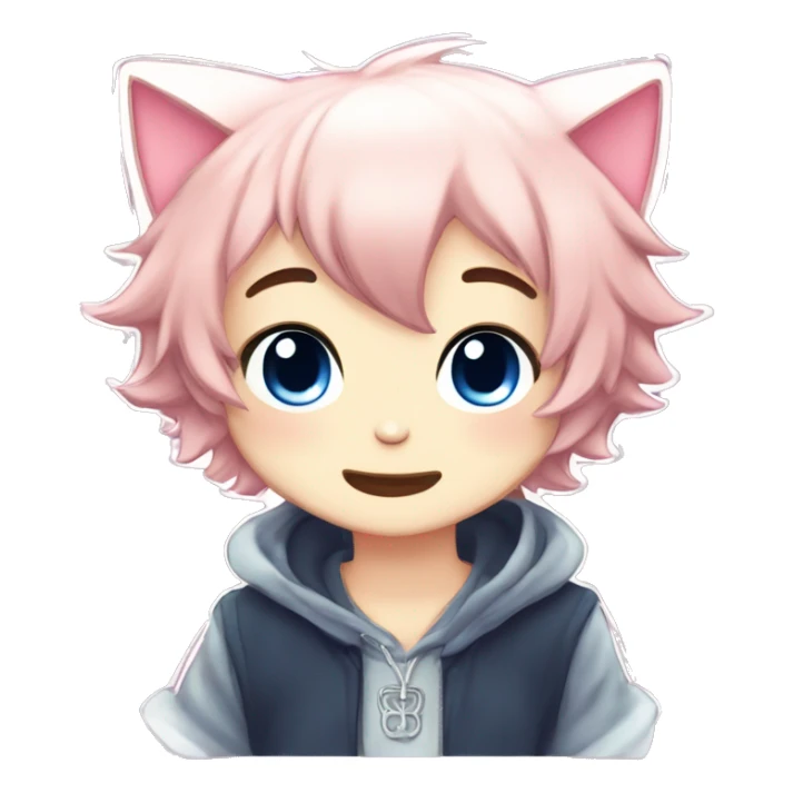 Cute Kawaii Beautiful Gorgeous Sparkly Shiny Blushing Anime Style Catboy sticker