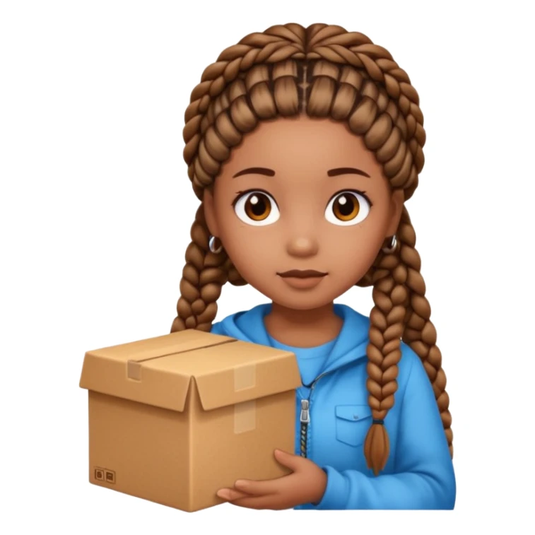 A girl with box braids and a little fat and cute sticker