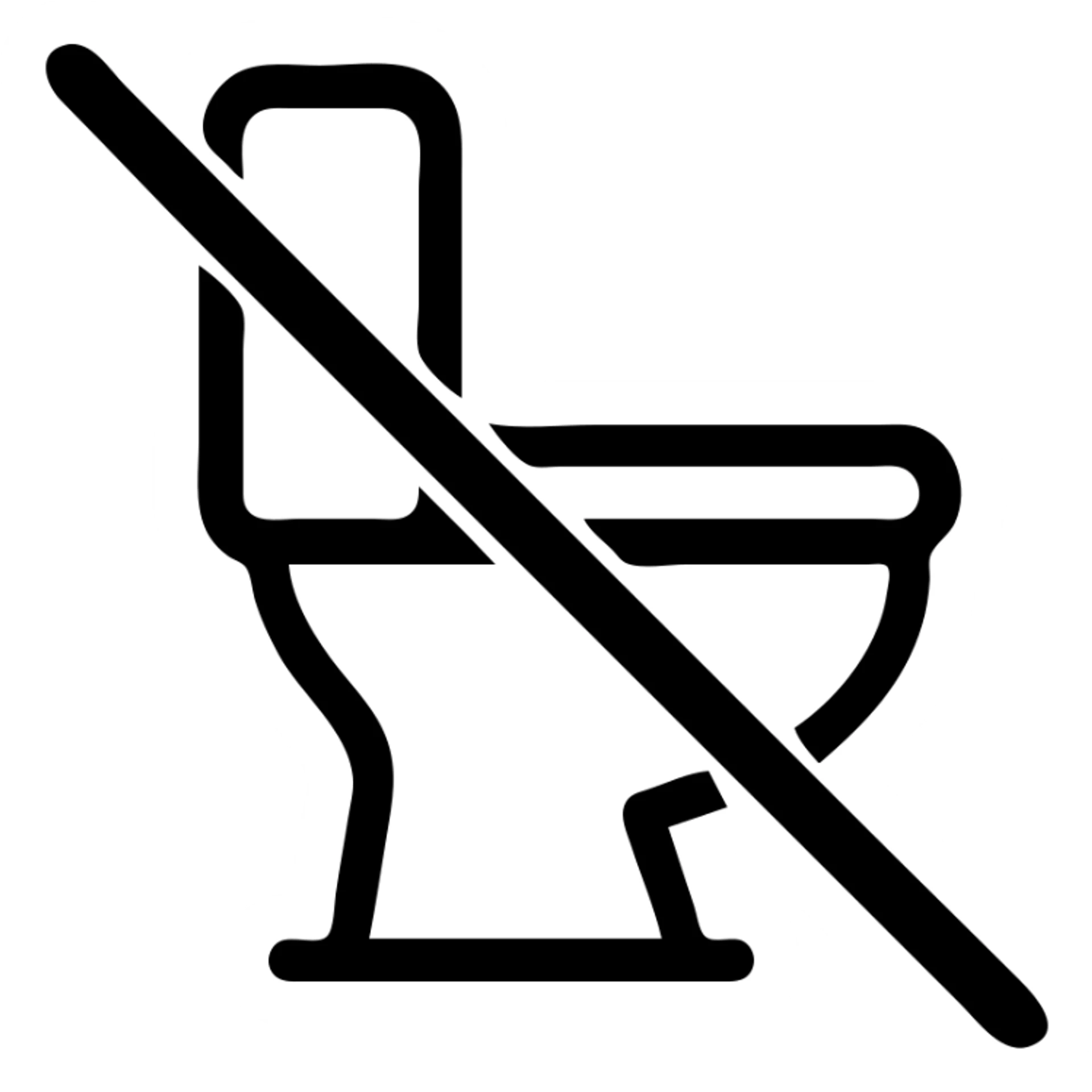 toilet crossed out with a diagonal line, minimal, modern icon sticker