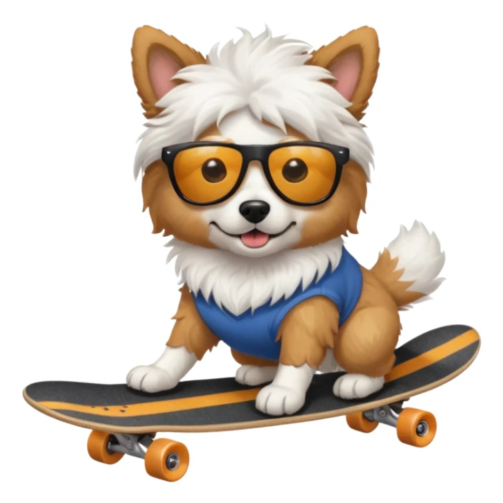 Dog White fluffy skate board sunglasses sticker