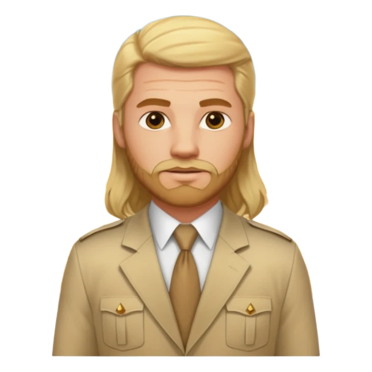 male blond long hair agent with short beard in egypt with pyramid. bit more fat sticker