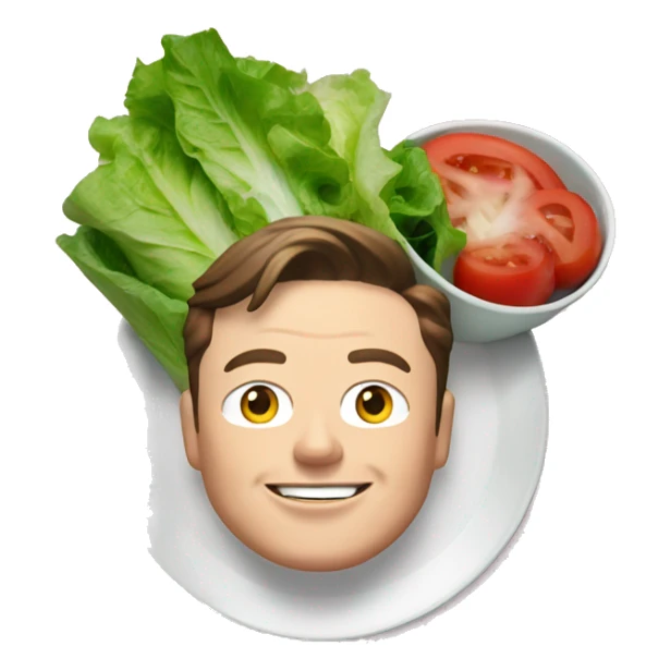 elon musk with he plate of salad sticker