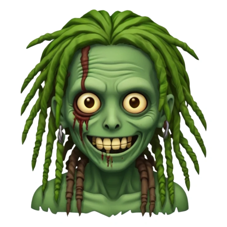Make a image of a zombie with dreads make it like a emoticon not as scary sticker
