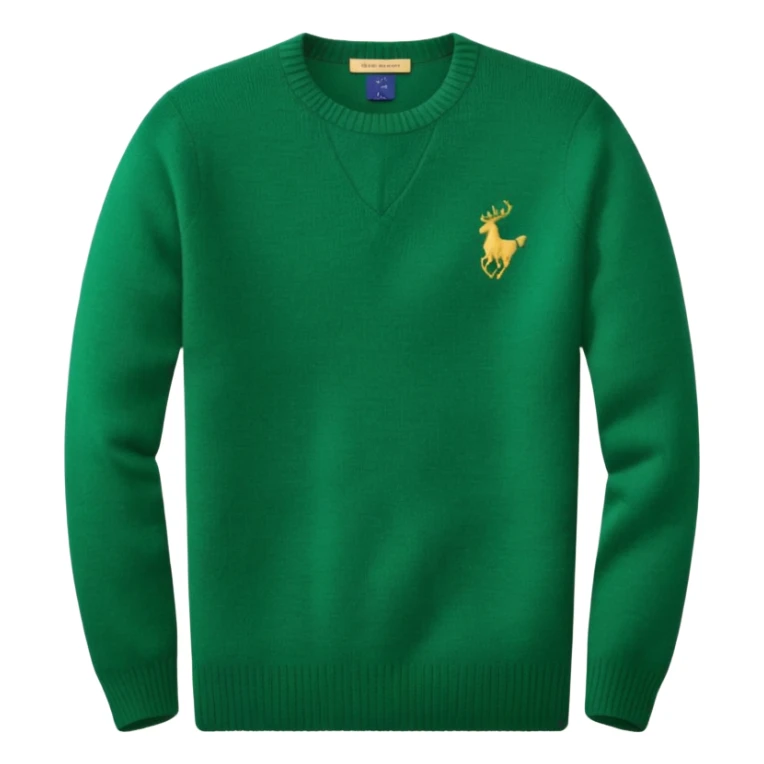 Ralph Lauren sweater, green, crew neck, small polo logo sticker
