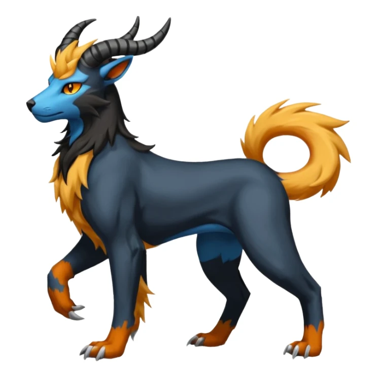 Long-ram-horned Manectric-Houndoom-Luxray-Bobcat-Fakémon-fusion-animal-creature, full body  sticker