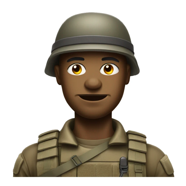 soldier character with a warlike expression and slightly squinted eyes.  sticker