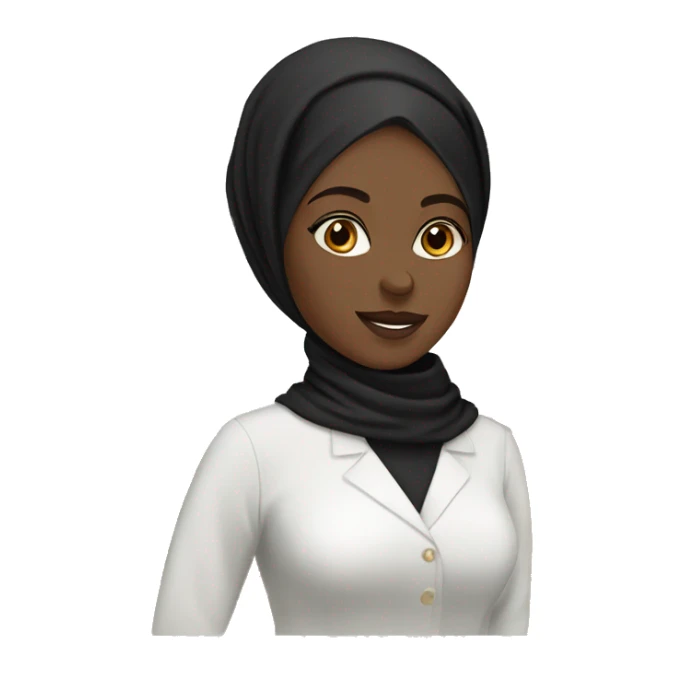 Interior Designer women with black hijab, natural undertone,  white dress sticker