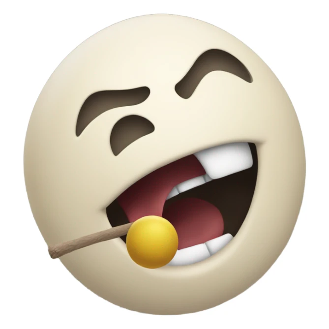 Mouth with stick and ball inside sticker