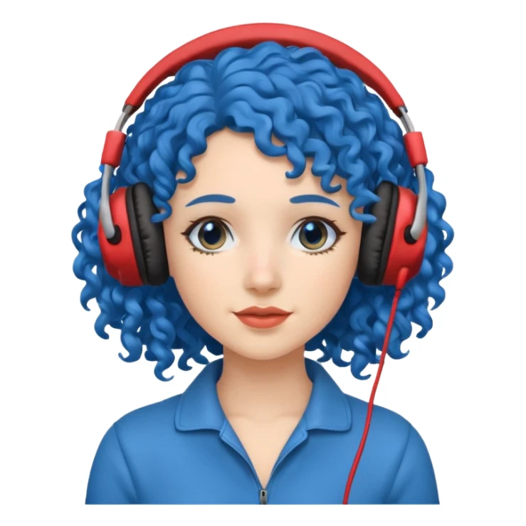 blue curly haired woman with headphone sticker