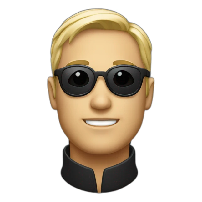 Homme blanc avec col roulé noir et lunettes de soleil noir sticker