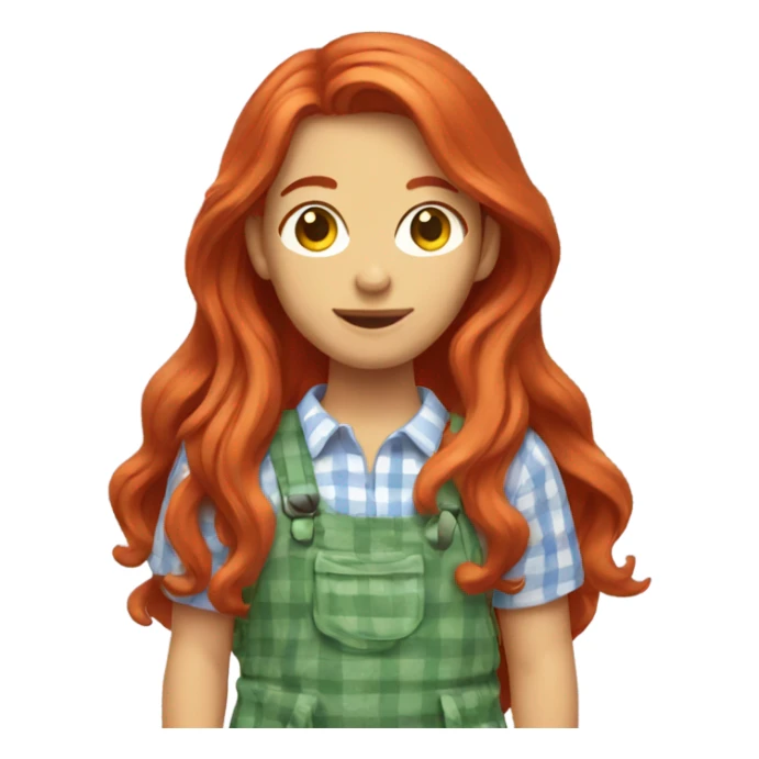 Red head with long hair wearing garden clothes sticker