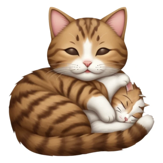 dark brown tabby and white cat upside down with eyes closed sticker