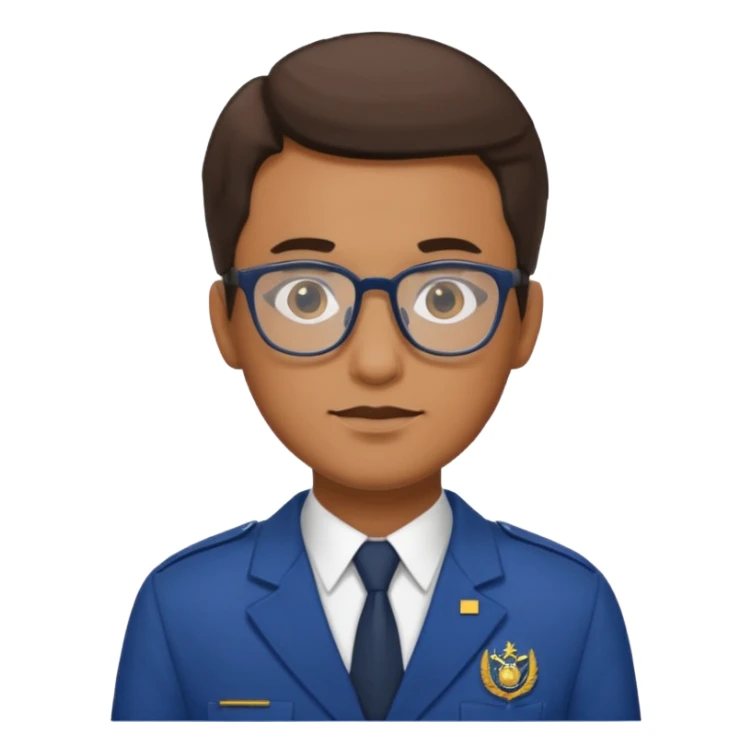 male Librarian in foreign countries with glasses and uniform sticker