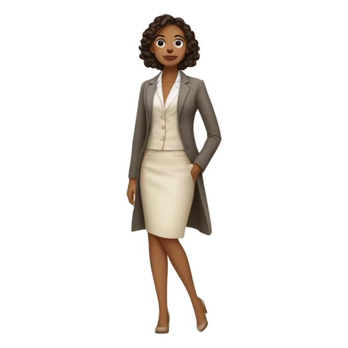 Arquitecto mujer tez blanca, cabello rizado café vestida con un traje sastre beige y mocasines contemporáneos  sticker