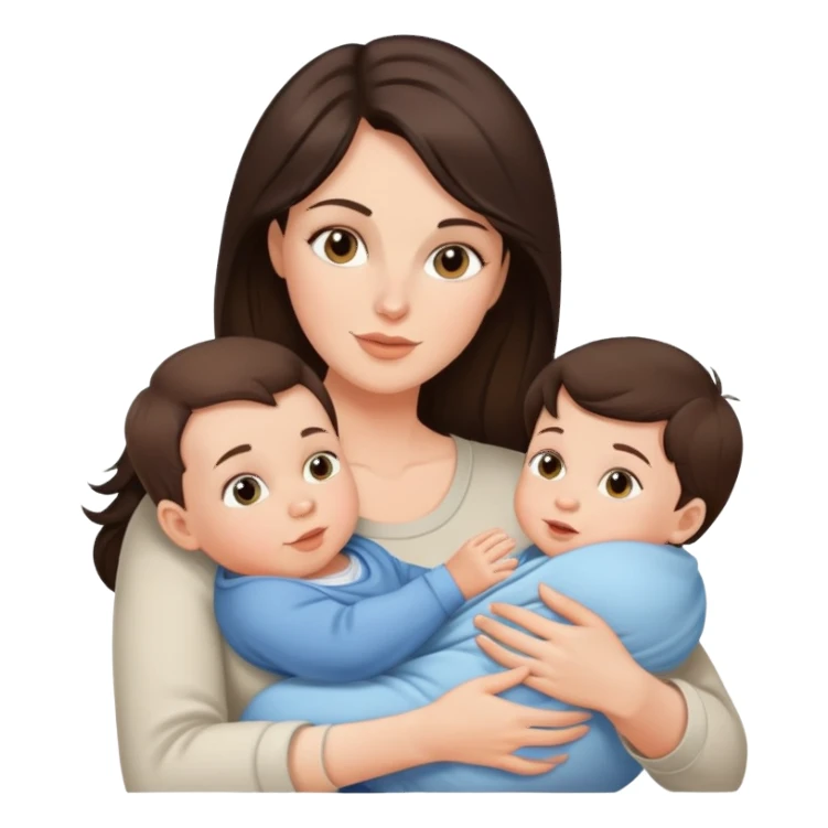 Beautiful brunette mom with baby boy sticker