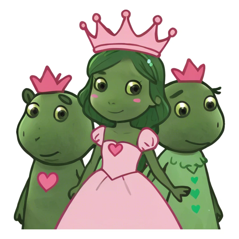 Princess with pink hearts and pink boys around her sticker