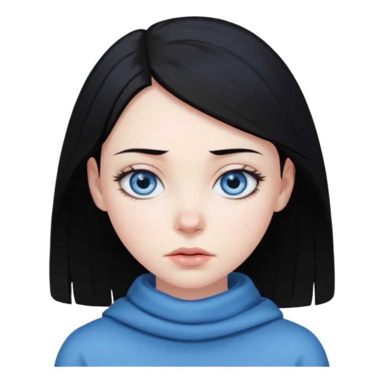 black haired girl with blue eyes cold look sticker