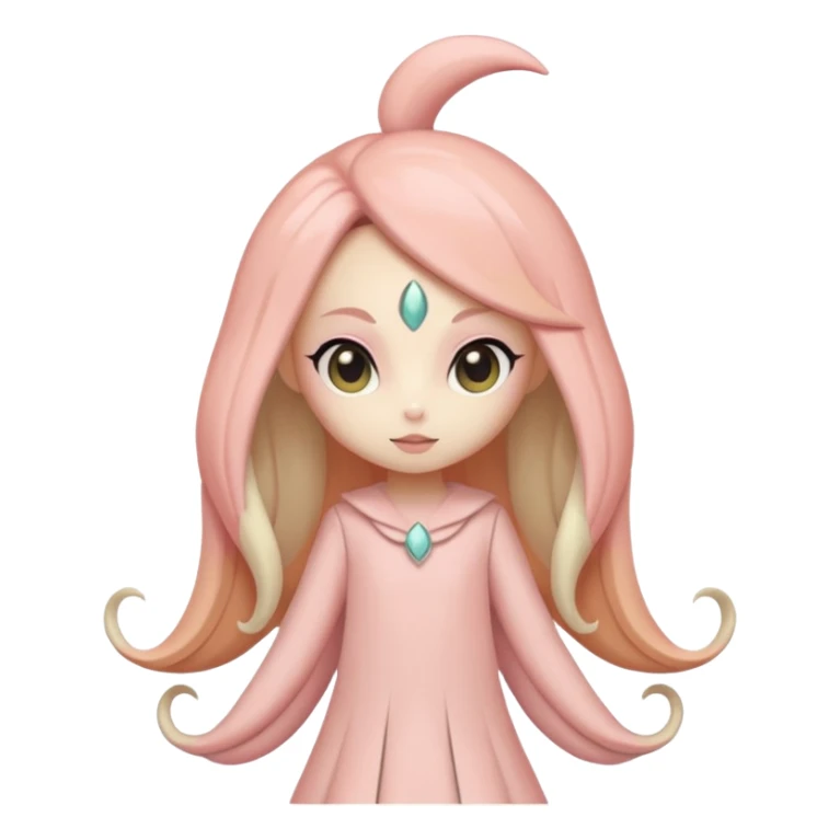 Pastel Pink-Peach Soft-Cream Rosy-Glossed Cute Round Meloetta-Trico-hybrid-creature (full body) sticker