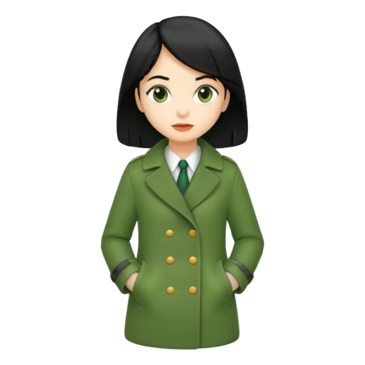 green coat black haired girl  sticker
